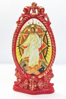 Спаситель (Пасх.праздн). Икона настольная, овал, виноград, на подст. 11 Х 6 см.