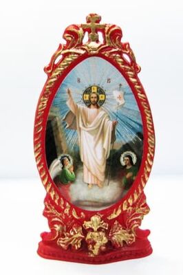 Спаситель (Воскр. Хр..праздн). Икона настольная, овал, виноград, на подст. 11 Х 6 см.