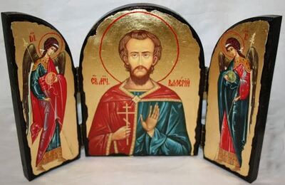 Валерий Св.Мч., с Архангелами, традиционный Афонский складень 35 Х 24 см.
