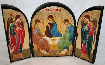 Троица, с Архангелами, традиционный Афонский складень 35 Х 24 см.