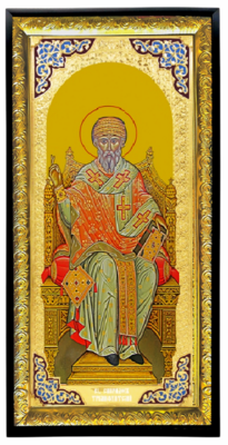 Спиридон (трон). Храмовая икона в прямом композитном киоте, с багетом, 64 Х 125