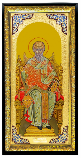 Спиридон (трон). Храмовая икона в прямом композитном киоте, с багетом, 64 Х 125