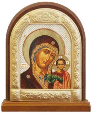 Казанская Б.М. Икона настольная арка на подст. большая, с фигурным багетом 14 Х 11 см