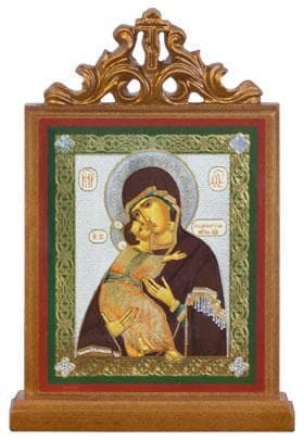 Владимирская Б.М.. Икона настольная прямоуг. на подст., с узором , 11 Х 7,5 см.